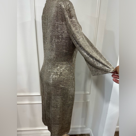 Connected Apparel Gold Shimmery Metallic Short Party Dress Size 16 - Picture 5 of 6
